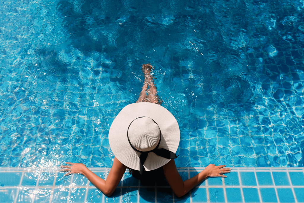 A sun hat will help you stay protected from the sun while you enjoy the pool this summer in Tennessee
